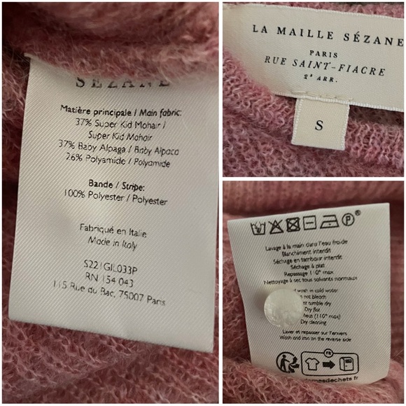 SEZANE Rosewood Pink Alpaca Mohair Wool Knit Reversible Gaspard Cardigan Sweater - Picture 12 of 14